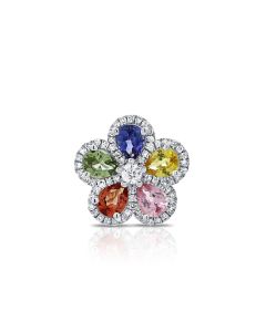 1.33CT RAINBOW COLOR AND DIAMOND FLOWER PENDANT