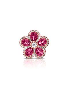 1.33CT PINK SAPPHIRE AND DIAMOND FLOWER PENDANT