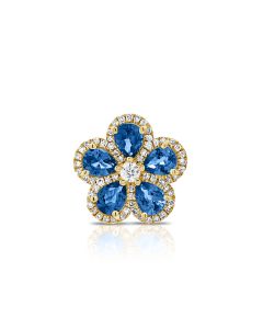 1.33CT SAPPHIRE AND DIAMOND FLOWER PENDANT