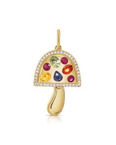 1.36CT RAINBOW COLOR AND DIAMOND MUSHROOM PENDANT