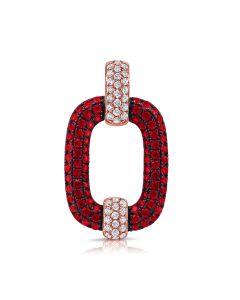 1.48CT RUBY AND ROUND DIAMOND PAPERCLIP LINK PENDANT