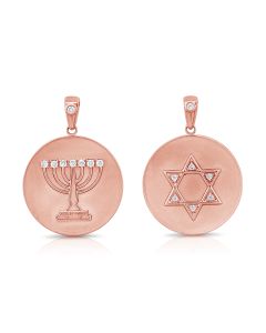0.38CT DIAMOND STAR OF DAVID AND HANUKKAH MENORAH PENDANT