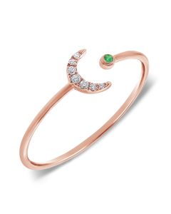 .04CT EMERALD AND DIAMOND MOON WRAP RING