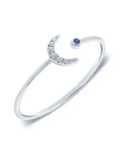 .05CT SAPPHIRE AND DIAMOND MOON WRAP RING