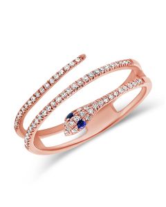 .19CT SAPPHIRE AND DIAMOND SNAKE WRAP RING