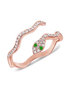 .19CT GREEN TSAVORITE AND DIAMOND SNAKE WRAP RING