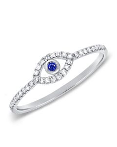 .11CT SAPPHIRE AND DIAMOND EVIL EYE RING