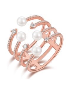 2.14CT PEARL AND DIAMOND WRAP RING