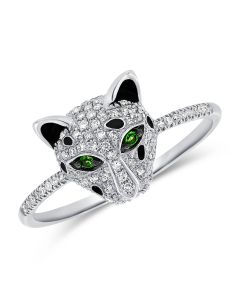 .26CT GREEN TSAVORITE AND DIAMOND PANTHER RING