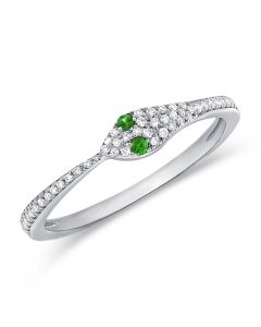 .15CT GREEN TSAVORITE AND DIAMOND SNAKE RING