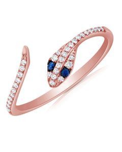 .19CT SAPPHIRE AND DIAMOND SNAKE WRAP RING