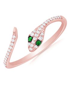 .18CT GREEN TSAVORITE AND DIAMOND SNAKE WRAP RING