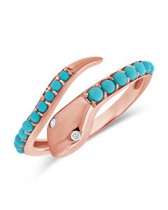 .50CT TURQUOISE AND DIAMOND SNAKE WRAP RING