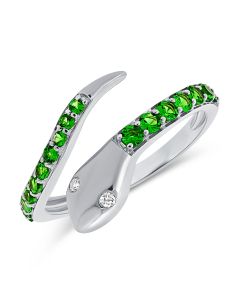 .57CT GREEN TSAVORITE AND DIAMOND SNAKE WRAP RING