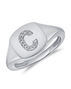 .03CT  DIAMOND INITIAL C PINKY RING