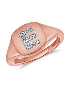 .04CT  DIAMOND INITIAL E PINKY RING