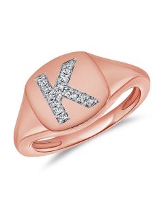 .04CT  DIAMOND INITIAL K PINKY RING