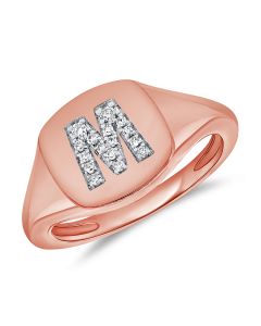 .07CT  DIAMOND INITIAL M PINKY RING