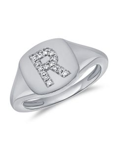 .04CT  DIAMOND INITIAL R PINKY RING