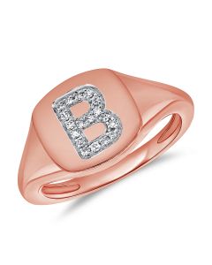 .06CT  DIAMOND INITIAL B PINKY RING