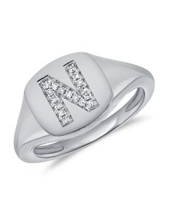 .05CT  DIAMOND INITIAL N PINKY RING