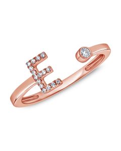 .08CT  DIAMOND INITIAL E WRAP RING