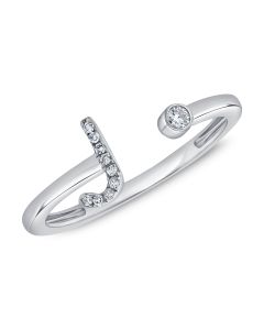 .06CT DIAMOND INITIAL J WRAP RING