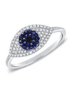 .38CT SAPPHIRE AND DIAMOND EVIL EYE RING
