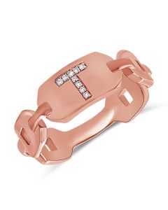 .03CT  DIAMOND INITIAL T CHAIN RING