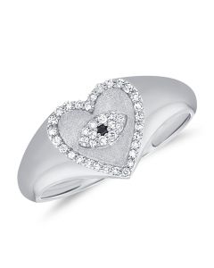 .13CT BLACK DIAMOND AND DIAMOND HEART RING