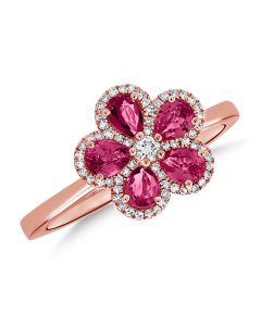 1.14CT PINK SAPPHIRE AND DIAMOND FLOWER RING