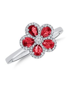 1.14CT RUBY AND DIAMOND FLOWER RING