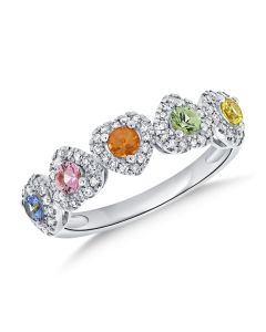 1.01CT RAINBOW COLOR AND ROUND HEART THREE QUARTER RING