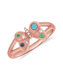 .13CT TURQUOISE, SAPPHIRE AND EMERALD BUTTERFLY RING