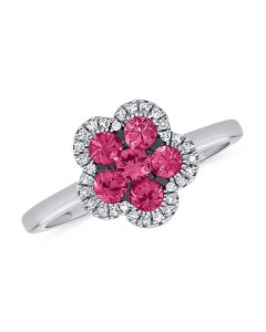 .88CT PINK SAPPHIRE AND DIAMOND FLOWER RING