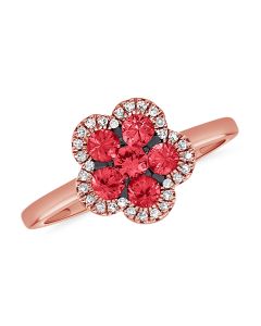 .88CT RUBY AND DIAMOND FLOWER RING