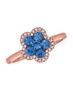 .88CT SAPPHIRE AND DIAMOND FLOWER RING