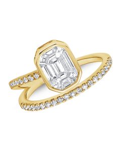 1.11CT PIE CUT AND ROUND DIAMOND ILLUSION WRAP RING