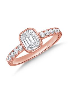 .89CT PIE CUT AND ROUND DIAMOND ILLUSION RING