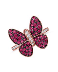 1.21CT PINK SAPPHIRE AND DIAMOND BUTTERFLY RING