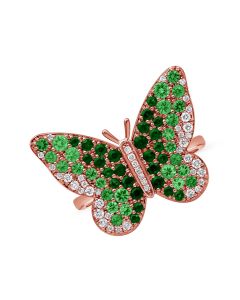 1.63CT GREEN SAPPHIRE DIAMOND BUTTERFLY RING