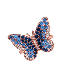 1.75CT SAPPHIRE AND DIAMOND BUTTERFLY RING