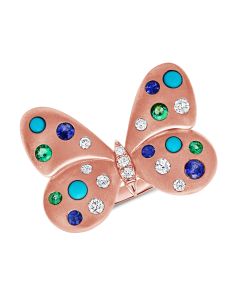.95CT TURQUOISE, SAPPHIRE AND EMERALD BUTTERFLY RING
