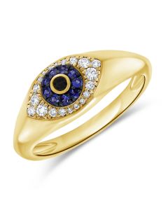 .28CT DIAMOND SAPPHIRE AND DIAMOND EVIL EYE RING