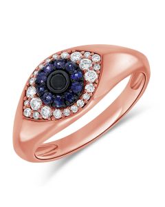 .39CT SAPPHIRE AND DIAMOND EVIL EYE RING