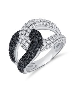 1.78CT BLACK DIAMOND AND DIAMOND CROSSOVER RING