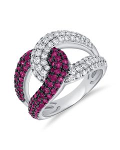 1.78CT PINK SAPPHIRE AND DIAMOND CROSSOVER RING