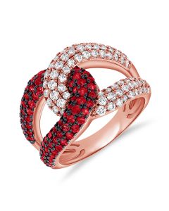 1.78CT RUBY AND DIAMOND CROSSOVER RING