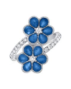 2.67CT SAPPHIRE AND DIAMOND FLOWER WRAP RING