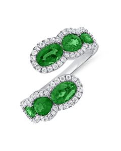 3.45CT EMERALD AND DIAMOND WRAP RING